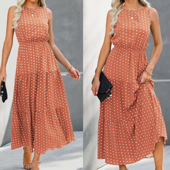 Blue polka dot ruffle hem A line dress - Picture 6 of 11